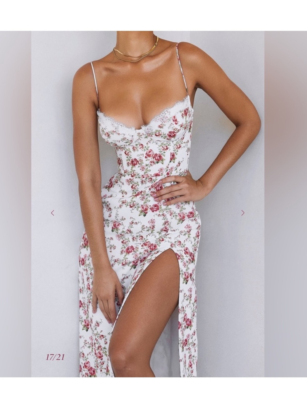 House of CB CHARLOTTE -Rose Print Corset Midi New with Tag